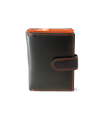 Čiernooranžová kožená peňaženka so zápinkou 511-8313-60/84