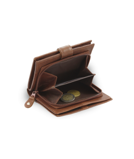 Tmavo hnedá dámska kožená peňaženka so zápinkou 511-9769-47