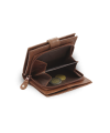 Tmavo hnedá dámska kožená peňaženka so zápinkou 511-9769-47