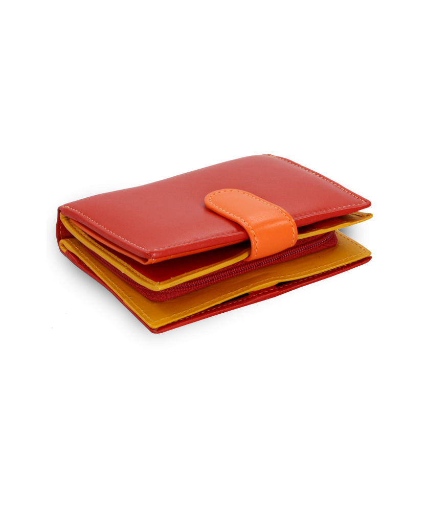 Multičervená dámska kožená peňaženka so zápinkou 511-9769-M31