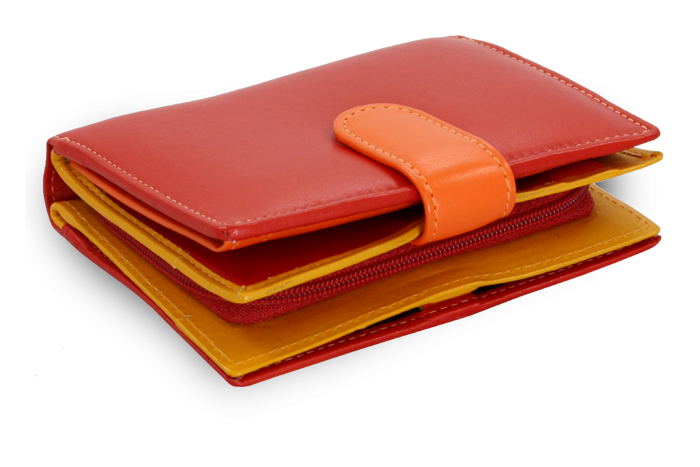 Multičervená dámská kožená peněženka se zápinkou 511-9769-M31