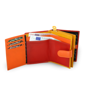Multičervená dámska kožená peňaženka so zápinkou 511-9769-M31