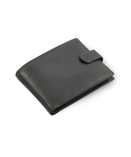 Čierna pánska kožená peňaženka so zápinkou 513-2007A-60
