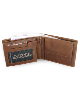 Tmavo hnedá pánska kožená peňaženka s vnútornou zápinkou 513-4404A-47