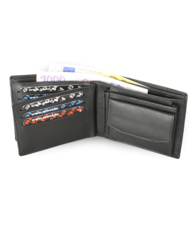 Čierna pánska kožená peňaženka s vloženou dokladovkou 513-7106-60