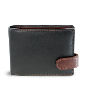 Čierno-hnedá pánska kožená peňaženka so zápinkou 513-8194-60/40