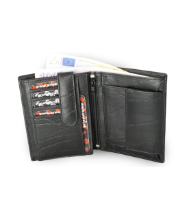 Čierna pánska kožená peňaženka a dokladovka so zápinkou 514-1610-60