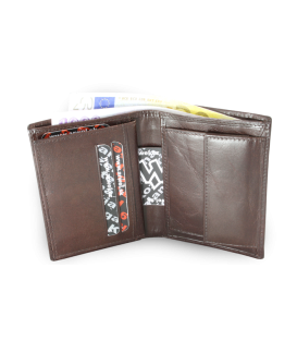 Tmavo hnedá pánska kožená peňaženka a dokladovka 514-1790-47