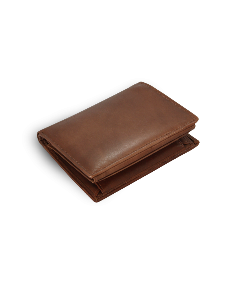 Tmavo hnedá pánska kožená peňaženka so zaistením dokladov 514-7424-47