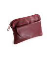 Burgundy kožená kľúčenka so zipsovým a poklopovým vreckom 619-0365-34