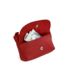 Červená kožená kľúčenka so zipsovým a poklopovým vreckom 619-0369-31