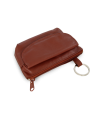 Hnedá kožená kľúčenka so zipsovým a poklopovým vreckom 619-0369-41