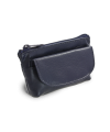 Modrá kožená kľúčenka so zipsovým a poklopovým vreckom 619-0369-97