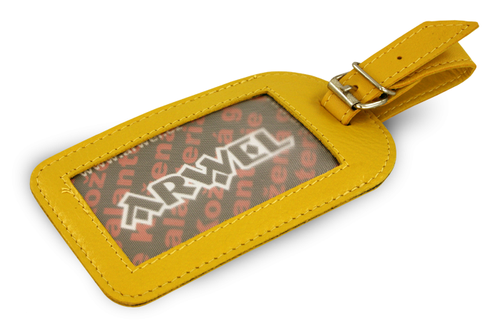 Žltá kožená visačka na batožinu 619-5405-86