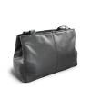 Čierna kožená dvojzipsová kabelka s dvoma popruhmi 212-2092-60