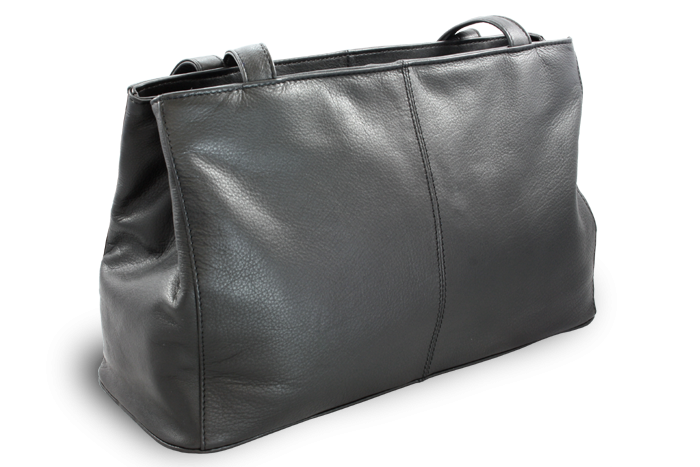 E-shop Černá kožená dvouzipová kabelka se dvěma popruhy 212-2092-60