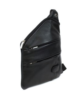 Čierny kožený pánsky zipsový crossbag 216-1574-60