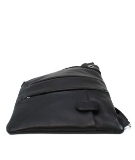 Čierny kožený pánsky zipsový crossbag 216-1574-60