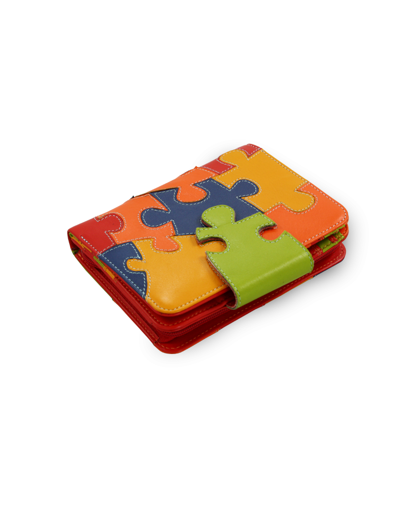 Dámska kožená peňaženka s motívom puzzle 511-1161-PUZ