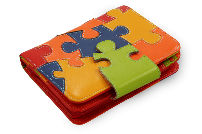 E-shop Dámská kožená peněženka s motivem puzzle 511-1161-PUZ