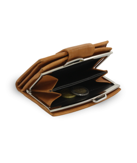 Svetlo hnedá dámska kožená rámová peňaženka so zápinkou 511-4357-05