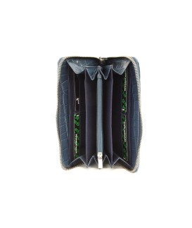 Tmavomodrá croco dámska kožená zipsová peňaženka 511-1306-97