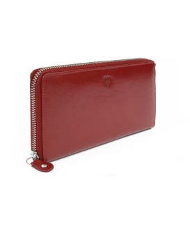 Červená dámska kožená zipsová peňaženka 511-3559-31