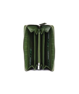Tmavozelená croco dámska kožená zipsová peňaženka 511-1306-55