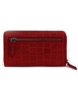 Tmavo červená croco dámska kožená zipsová peňaženka 511-1306-31