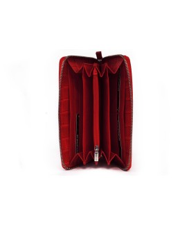Tmavo červená croco dámska kožená zipsová peňaženka 511-1306-31
