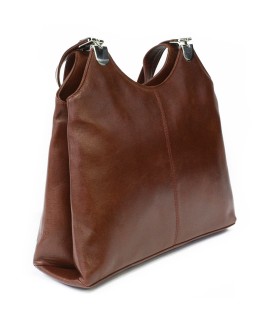 Hnedá kožená zipsová kabelka s dvoma popruhmi 212-8013-40