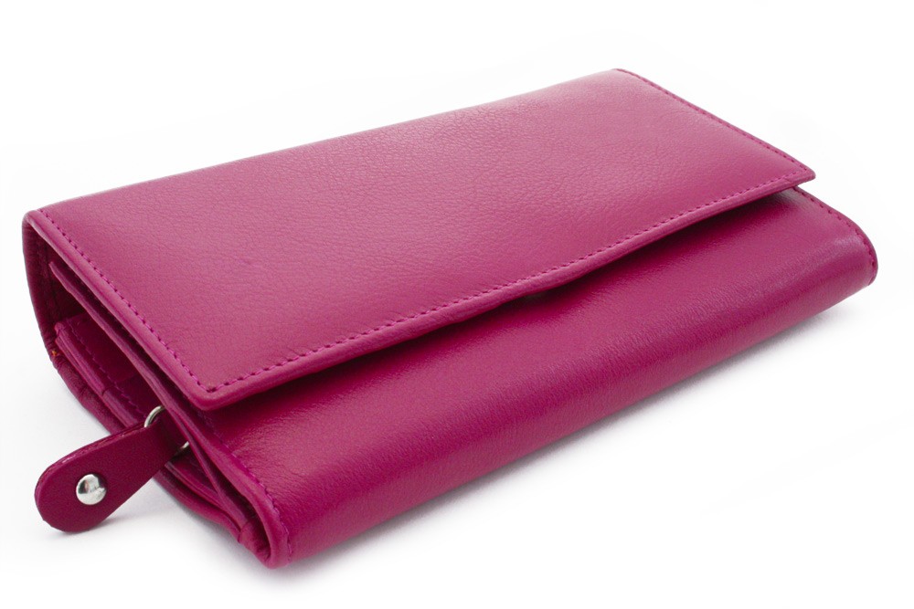 E-shop Fuchsiová dámská psaníčková kožená peněženka s klopnou 511-2120-36