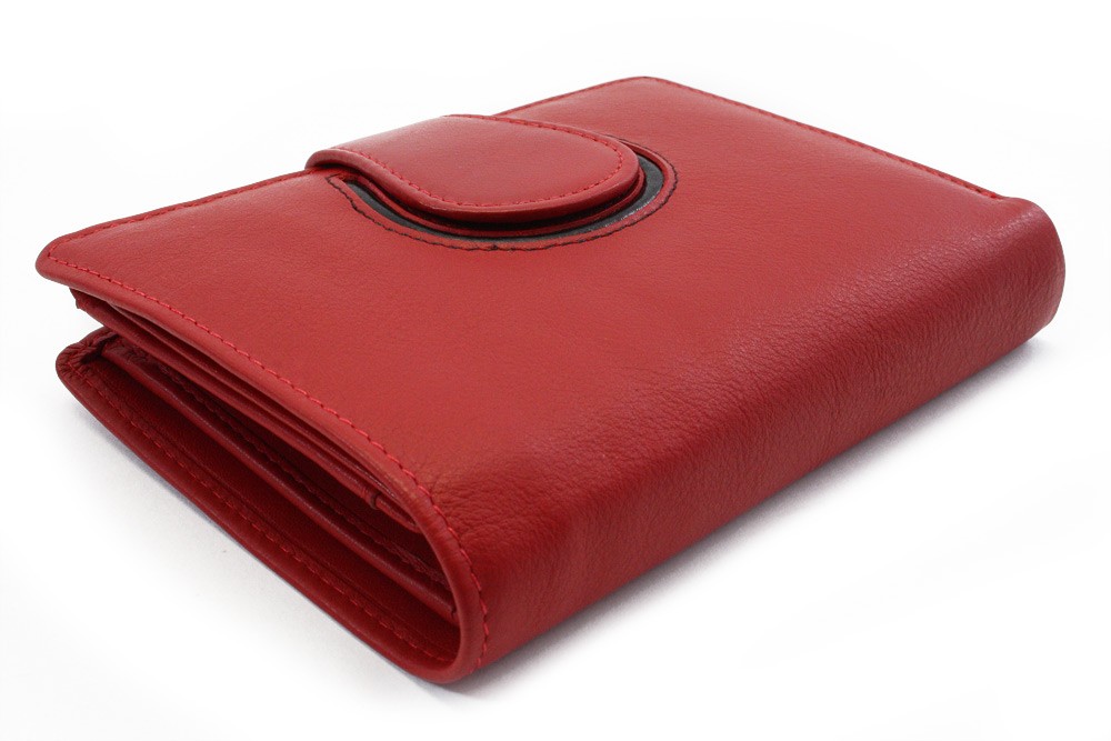 E-shop Červená dámská kožená peněženka s ozdobnou klopnou 511-1693-31/60