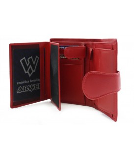 Červená dámská kožená peněženka s ozdobnou klopnou