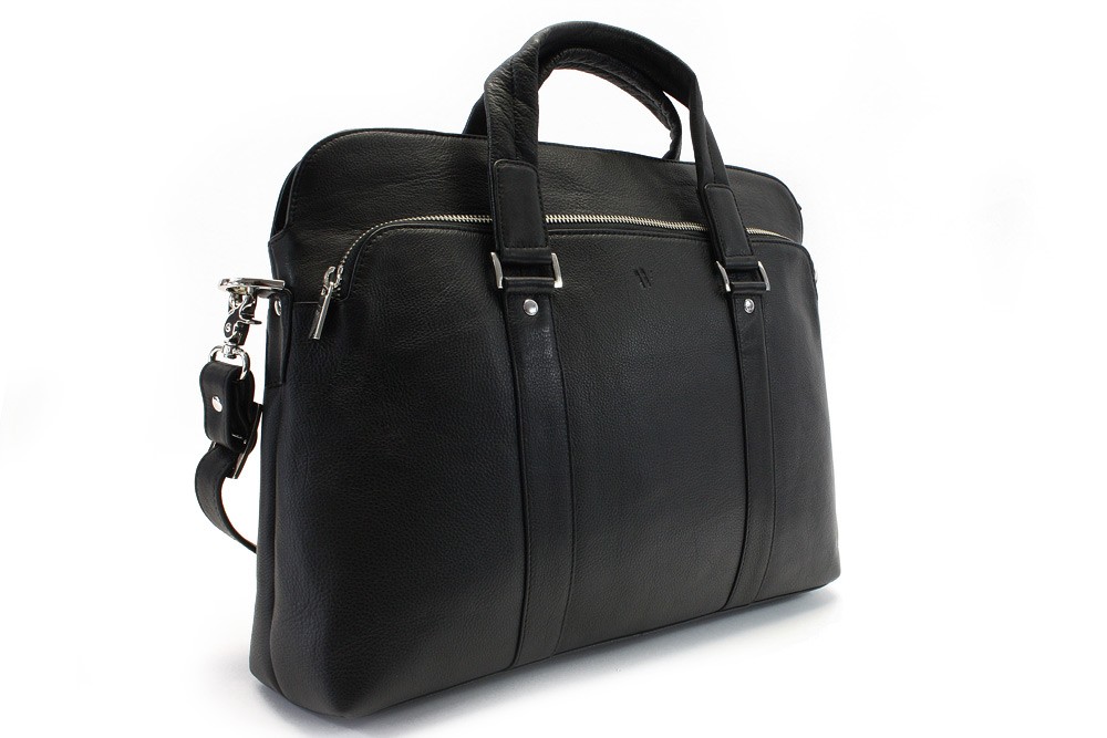 E-shop Čierna kožená taška na notebook 14"