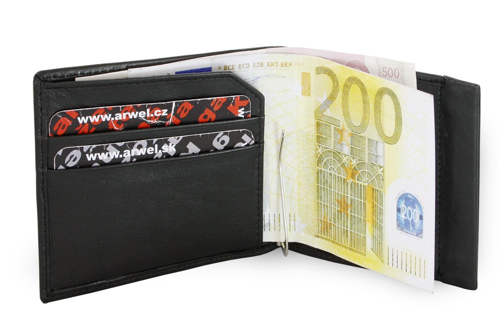 Čierna pánska kožená peňaženka bez vrecka na mince 519-2910A-60