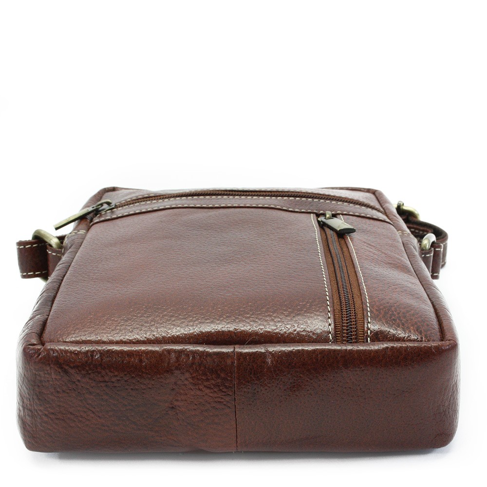 Červenohnedý pánsky kožený zipsový crossbag 215-1218-40