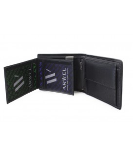 Čiernošedá pánska kožená peňaženka s vnútorným zapínaním 513-8142-60/66