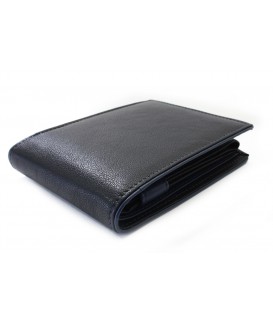 Čierna pánska kožená peňaženka s modrou zápinkou 513-8142-60/97