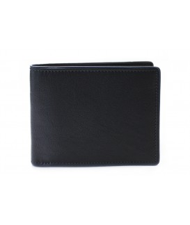 Čierna pánska kožená peňaženka s modrou zápinkou 513-8142-60/97