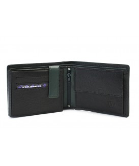 Čiernozelená pánska kožená peňaženka s vnútornou zápinkou 513-8142-60/58
