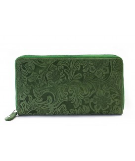 Zelená dámska kožená zipsová peňaženka so vzorom 511-2265-57