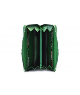 Zelená dámska kožená zipsová peňaženka so vzorom 511-2265-57