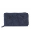 Tmavomodrá dámska kožená zipsová peňaženka so vzorom 511-2265-97