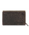 Tmavo hnedá dámska stredná kožená peňaženka s poklopom 511-2266-47