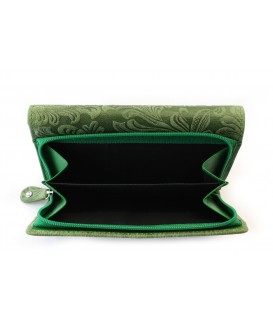 Zelená dámska stredná kožená peňaženka s poklopom 511-2266-57