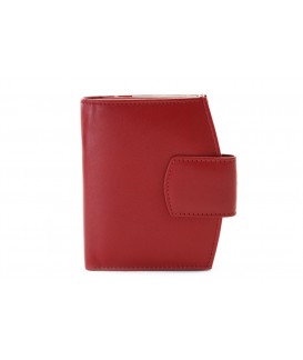 Červená dámska kožená rámová peňaženka so zápinkou 511-4357-31