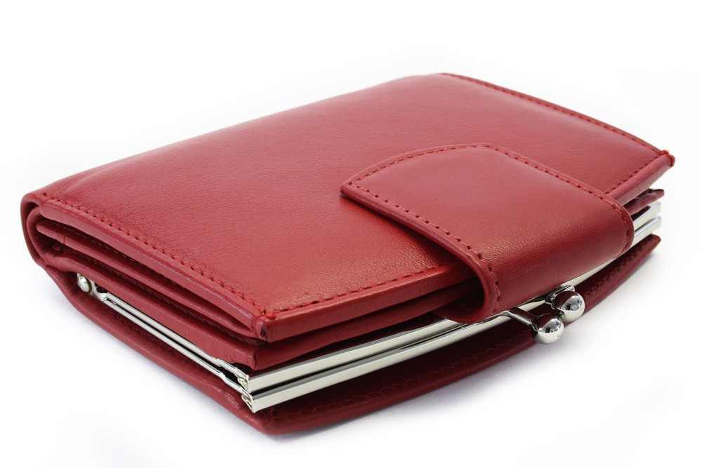 E-shop Červená dámská kožená rámová peněženka se zápinkou 511-4357-31