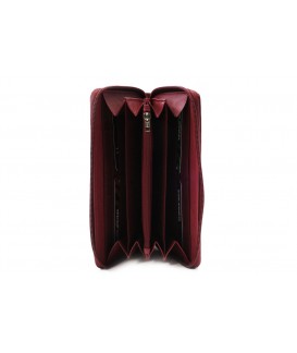 Vínovo červená dámska kožená zipsová peňaženka 511-3559-32