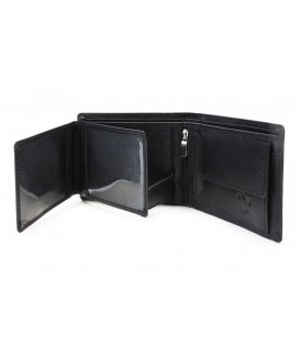 Čierna pánska kožená peňaženka s vnútornou zápinkou 513-3978-60